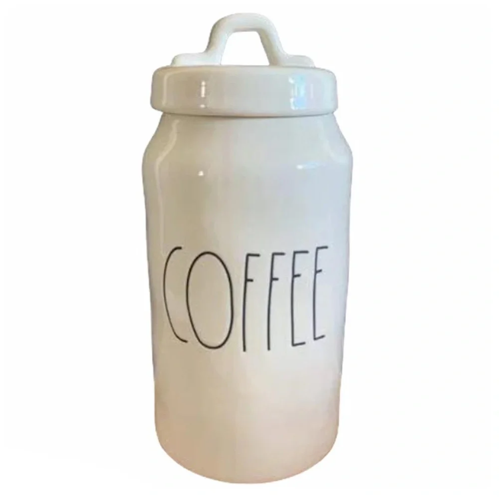 Rae Dunn White Ceramic Coffee Canister with Lid